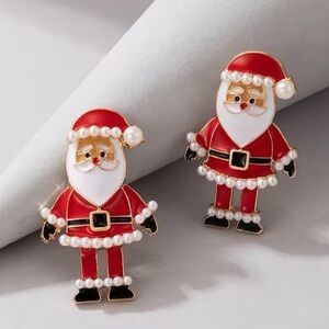 Cute Enamel Santa Claus Stud Earrings Christ Earrings